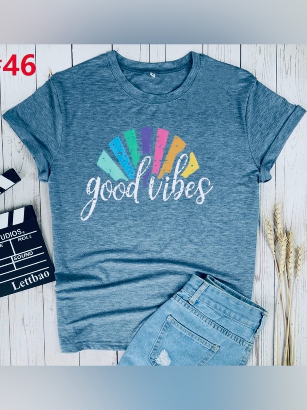 Good Vibes Short Sleeve Tee - Blue size S